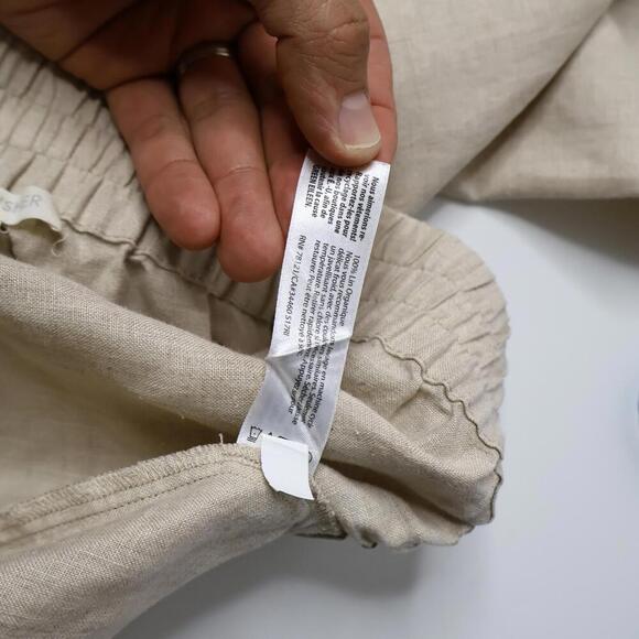 Eileen Fisher 100% Organic Linen Beige Pull On Pants XL Lagenlook High Rise Crop - Picture 6 of 9